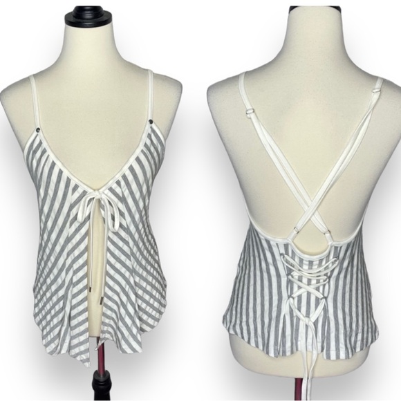 Linea Domani Lace Up Corset Style Open Front Strappy Tank Top Medium Cottagecore - Picture 1 of 6